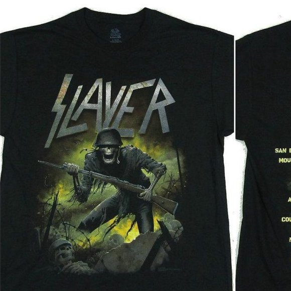 VINTAGE SLAYER WAR 2015 TOUR BLACK T SHIRT - Picture 1 of 2